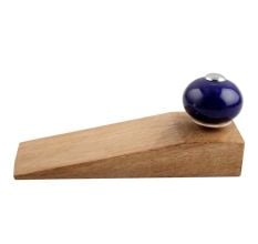 2 Pieces Navy Blue Round Ceramic Wooden Door Stopper